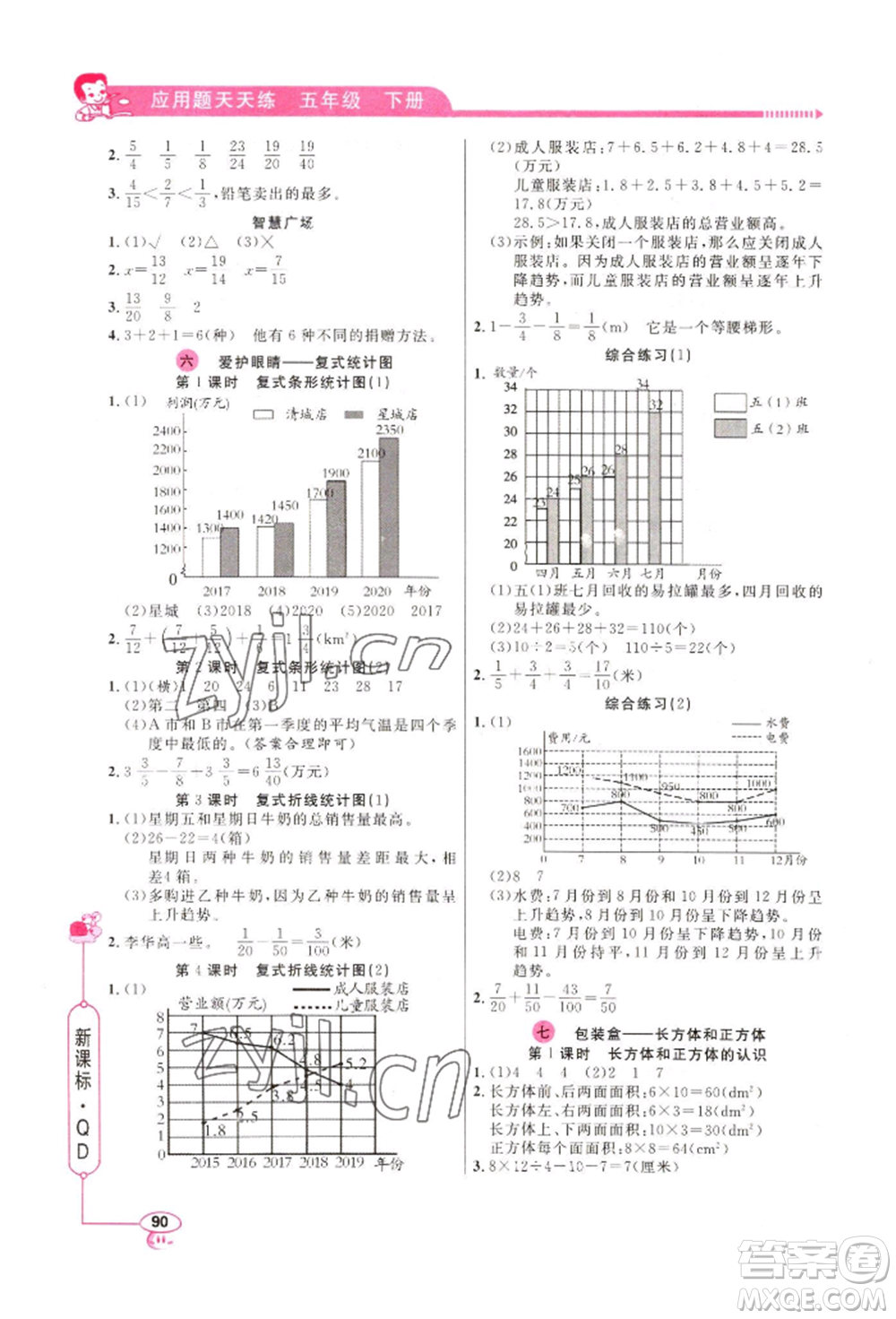 山東畫(huà)報(bào)出版社2022應(yīng)用題天天練五年級(jí)下冊(cè)數(shù)學(xué)青島版參考答案