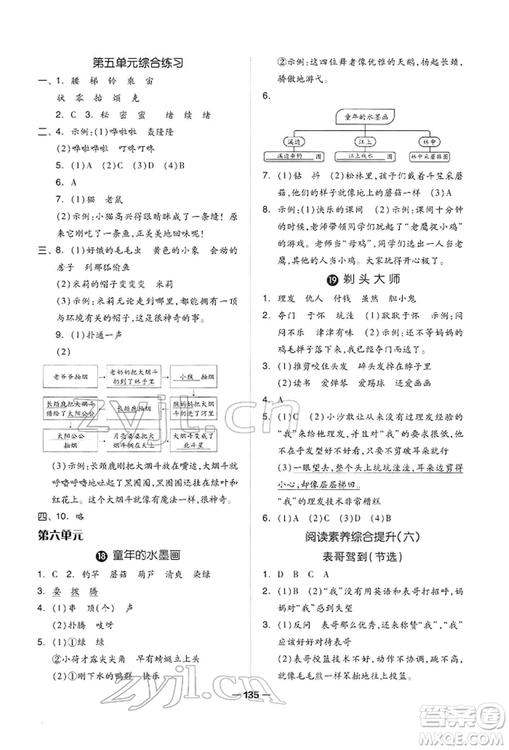 山東科學(xué)技術(shù)出版社2022新思維伴你學(xué)三年級(jí)下冊(cè)語(yǔ)文人教版參考答案