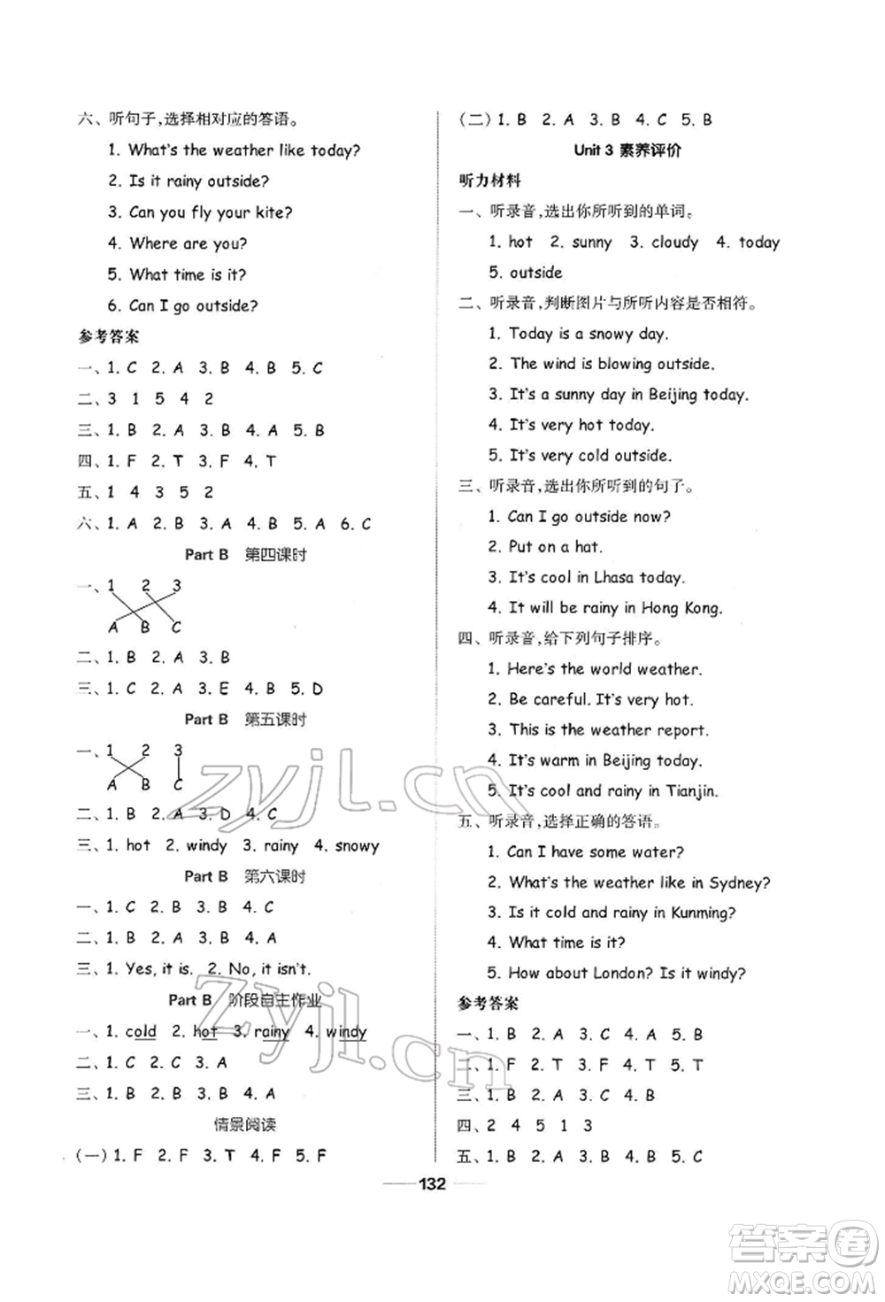 山東科學(xué)技術(shù)出版社2022新思維伴你學(xué)四年級下冊英語人教版參考答案