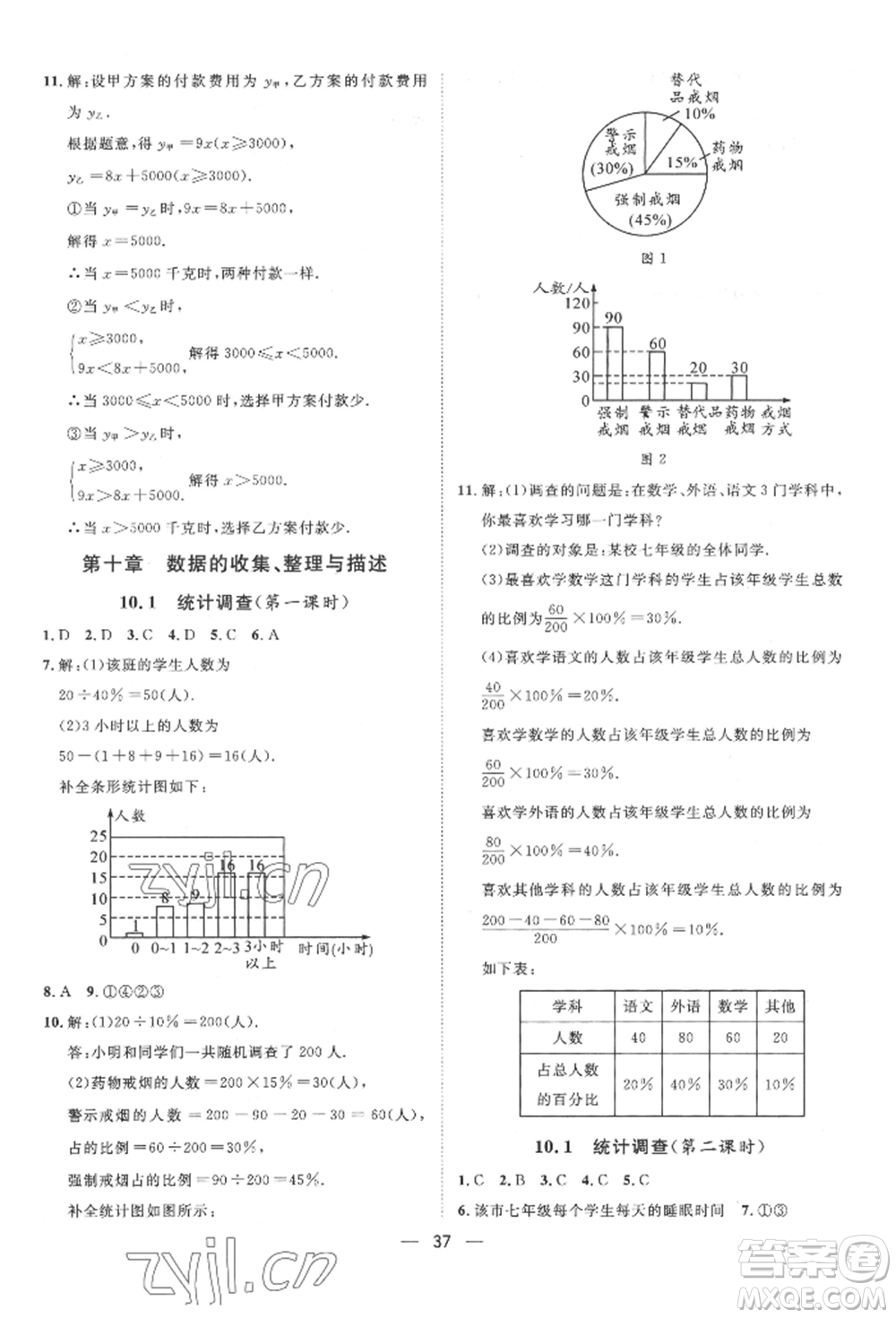 南方出版社2022名師課堂七年級下冊數(shù)學人教版參考答案