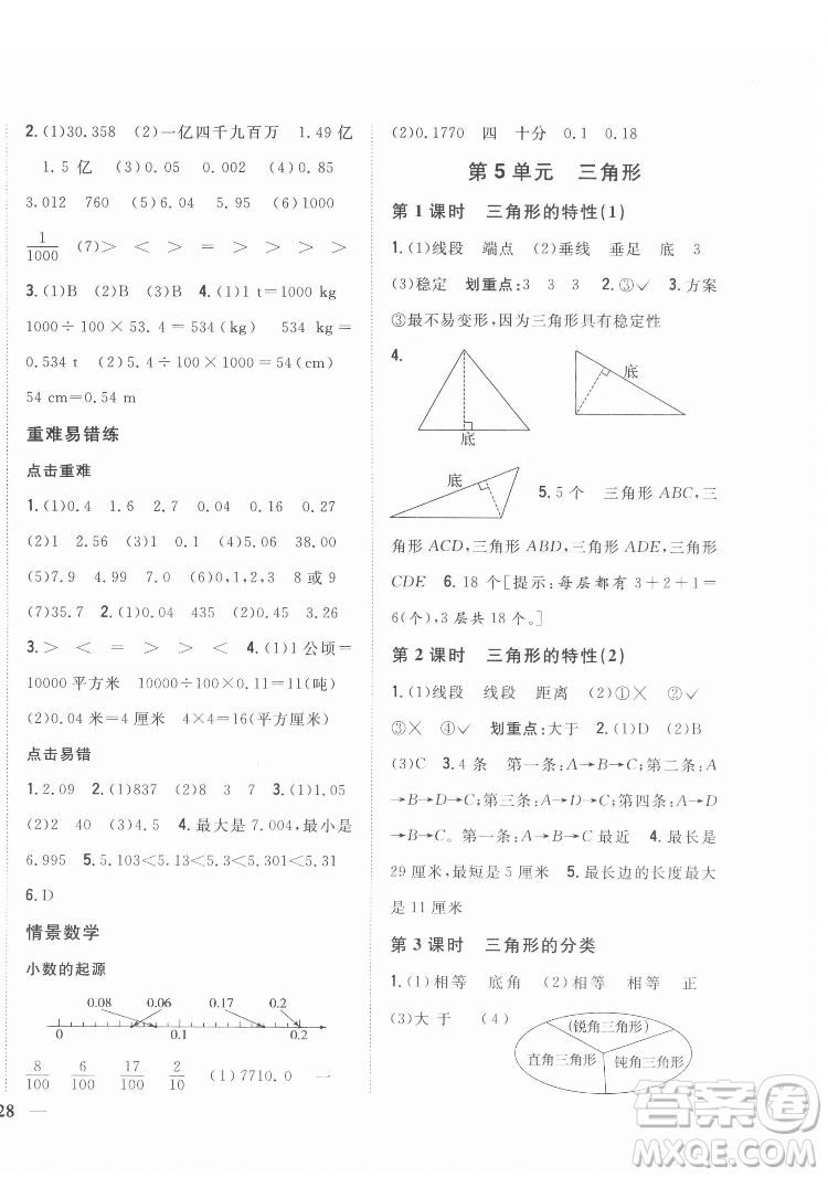 吉林人民出版社2022全科王同步課時練習(xí)數(shù)學(xué)四年級下冊新課標(biāo)人教版答案