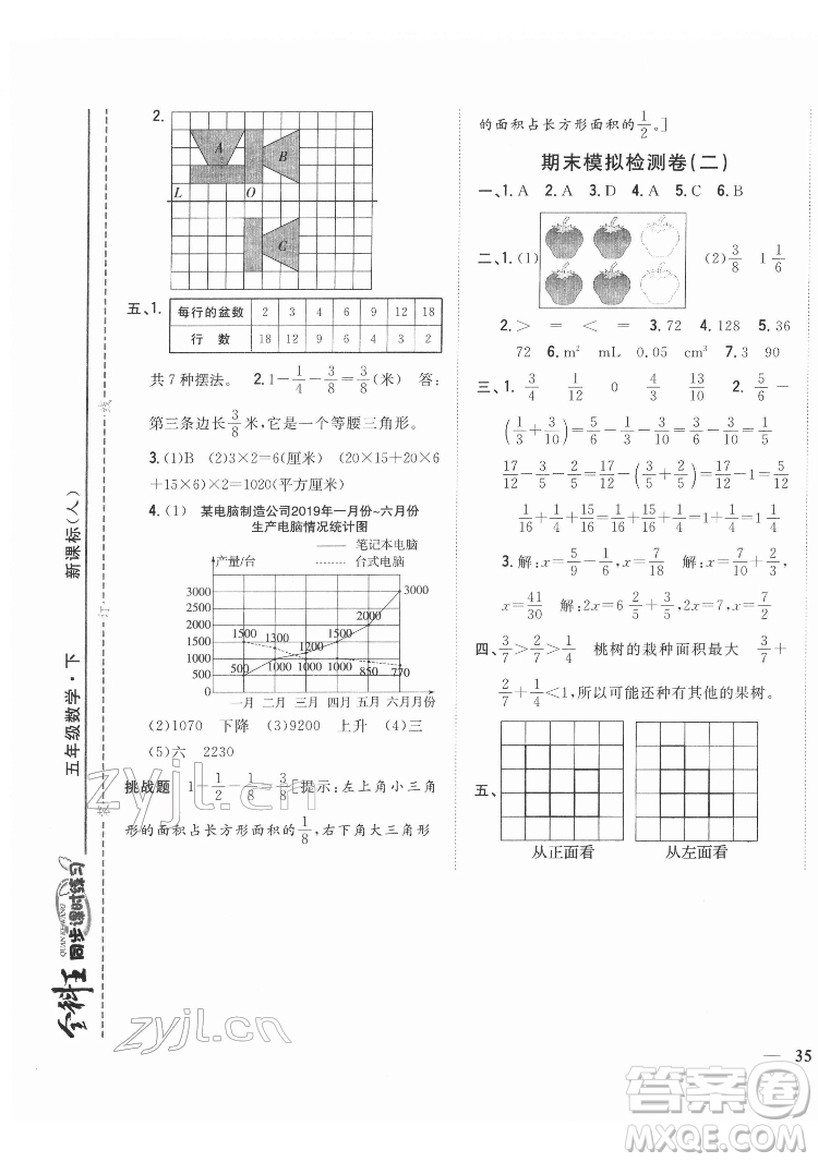 吉林人民出版社2022全科王同步課時(shí)練習(xí)數(shù)學(xué)五年級(jí)下冊(cè)新課標(biāo)人教版答案