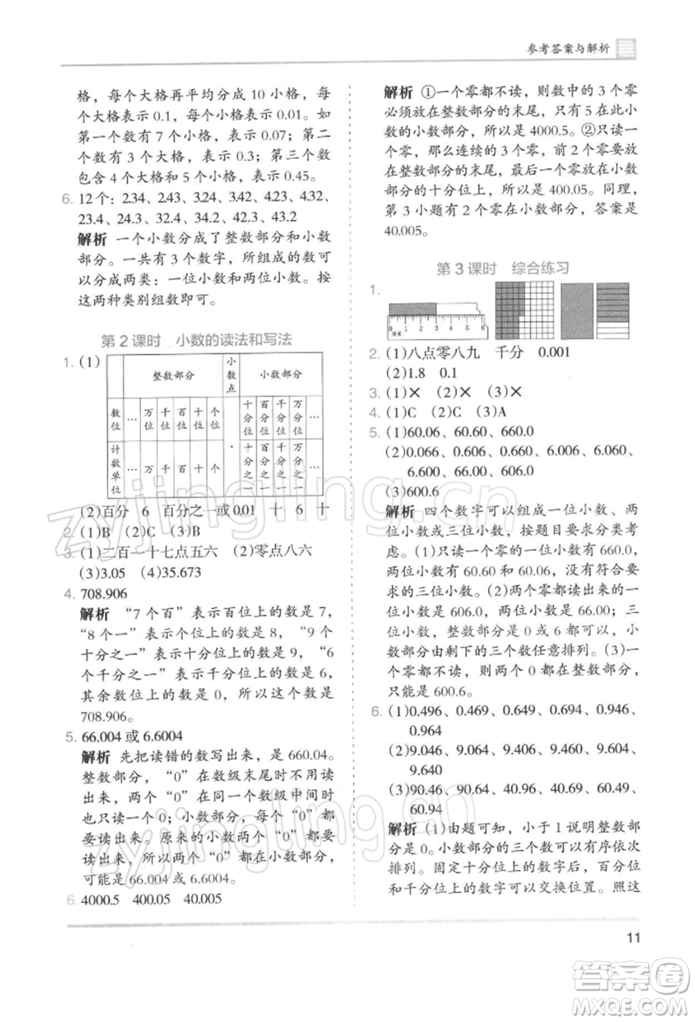 湖南師范大學出版社2022木頭馬分層課課練四年級下冊數(shù)學人教版浙江專版參考答案