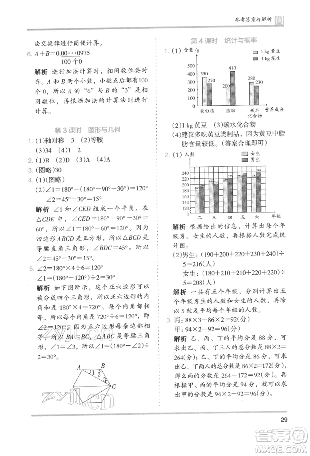 鷺江出版社2022木頭馬分層課課練四年級下冊數(shù)學(xué)人教版福建專版參考答案