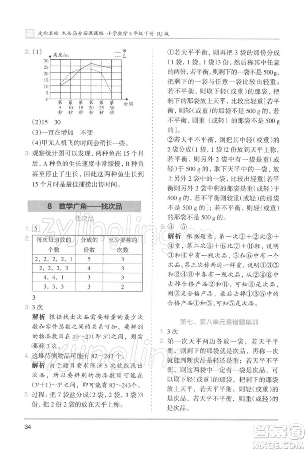 湖南師范大學(xué)出版社2022木頭馬分層課課練五年級(jí)下冊(cè)數(shù)學(xué)人教版浙江專版參考答案