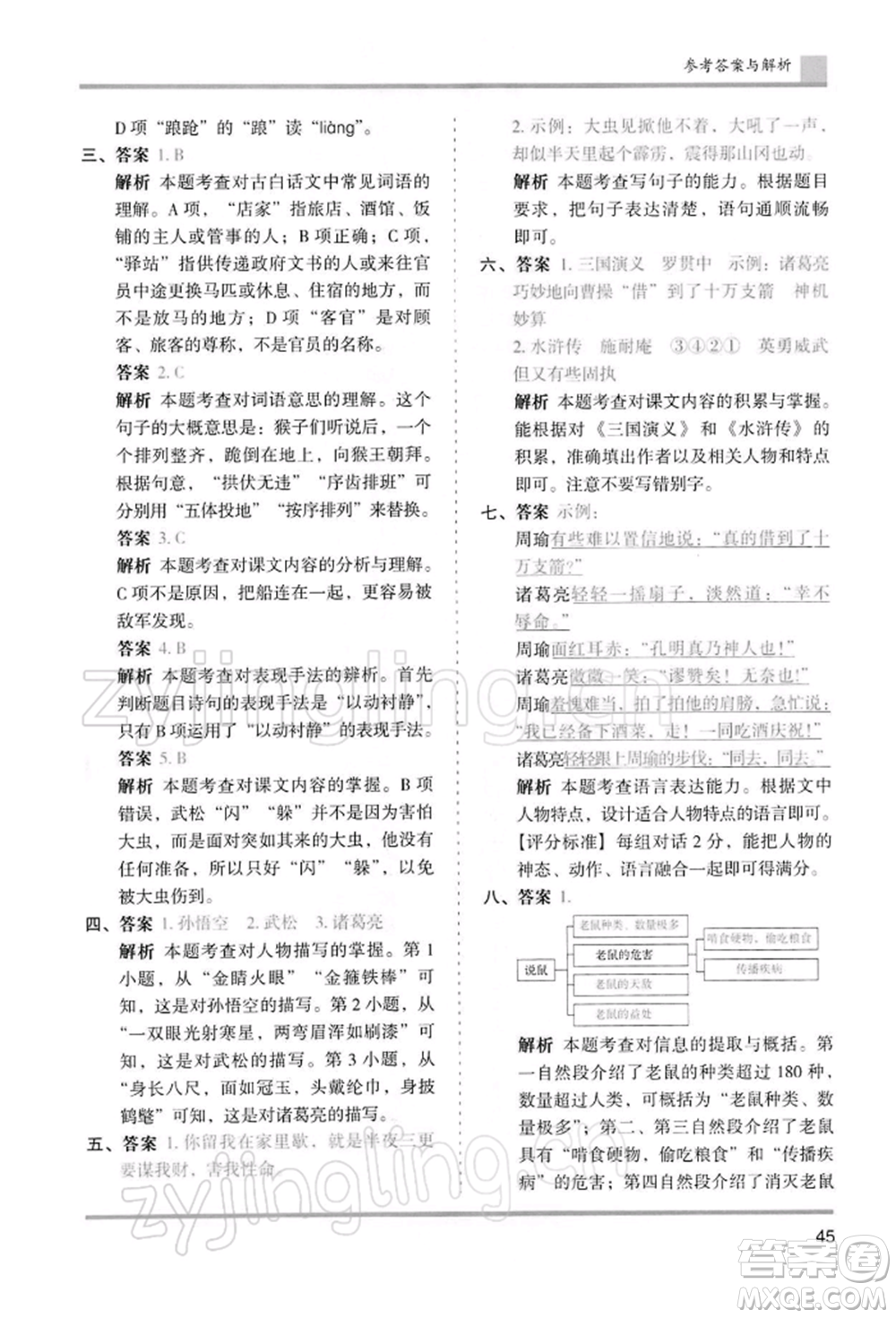 湖南師范大學(xué)出版社2022木頭馬分層課課練五年級(jí)下冊(cè)語(yǔ)文人教版浙江專版參考答案