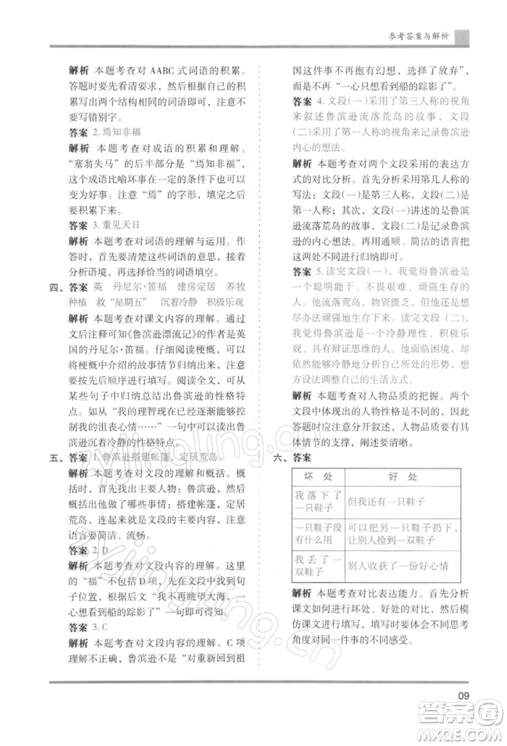 湖南師范大學(xué)出版社2022木頭馬分層課課練六年級(jí)下冊(cè)語(yǔ)文人教版浙江專版參考答案