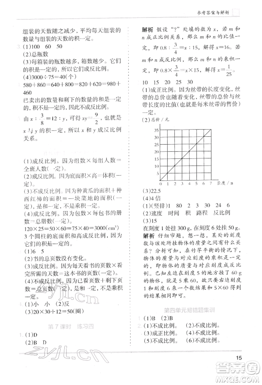 湖南師范大學(xué)出版社2022木頭馬分層課課練六年級下冊數(shù)學(xué)北師大版參考答案