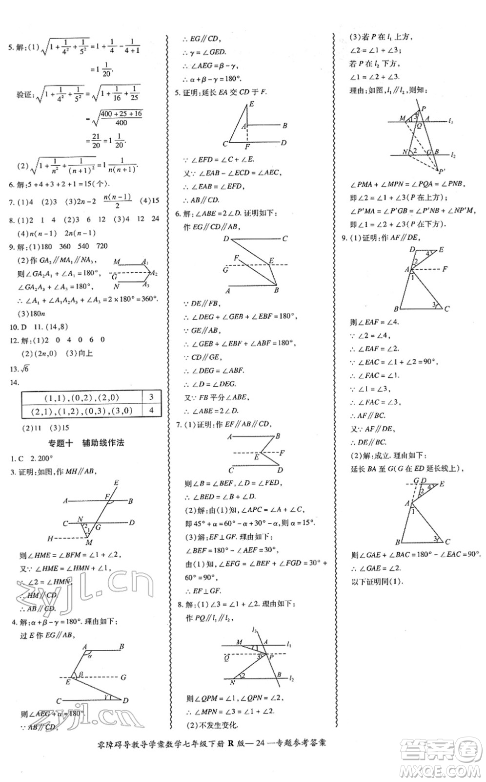 電子科技大學(xué)出版社2022零障礙導(dǎo)教導(dǎo)學(xué)案七年級(jí)數(shù)學(xué)下冊(cè)R人教版答案