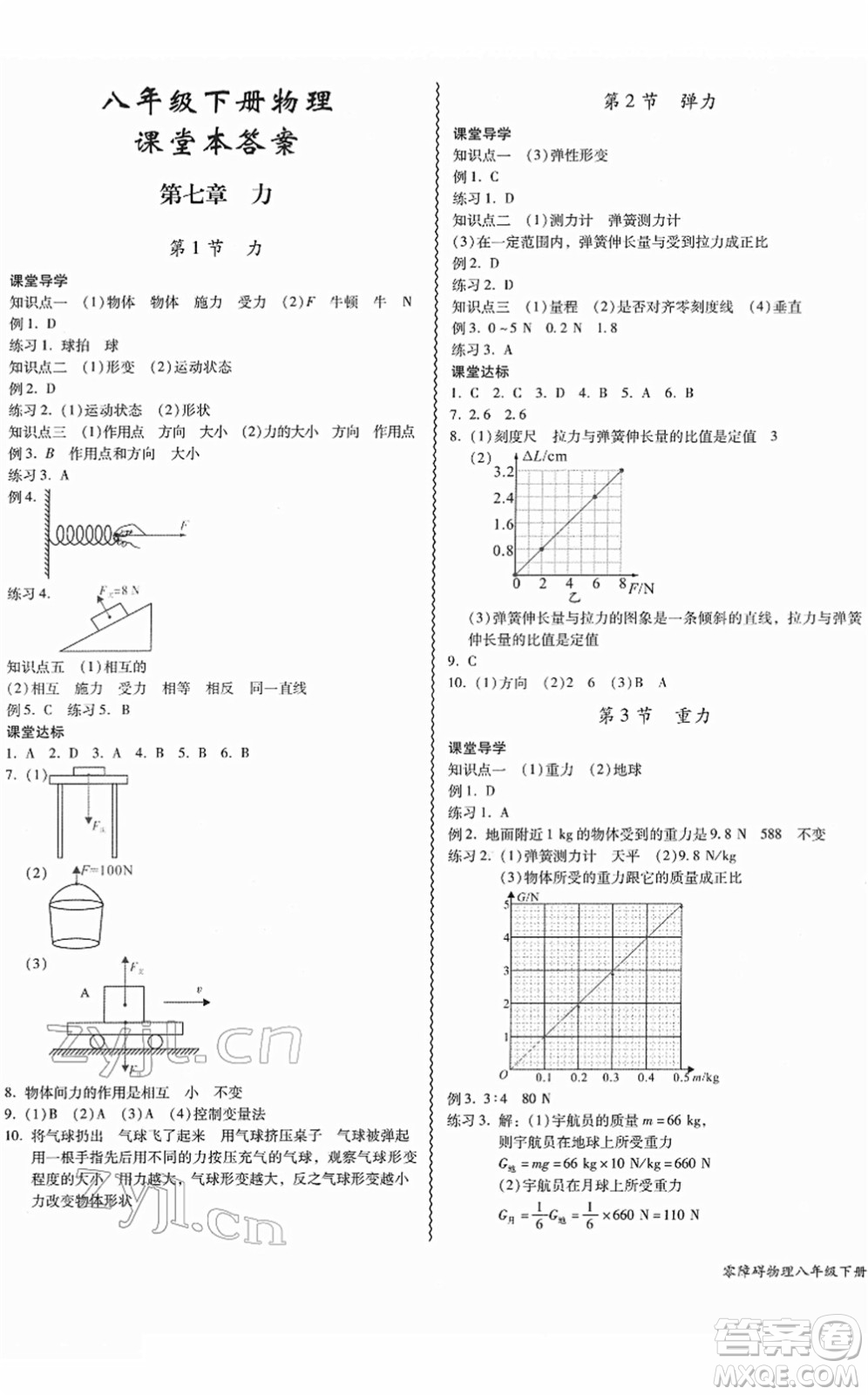 電子科技大學(xué)出版社2022零障礙導(dǎo)教導(dǎo)學(xué)案八年級(jí)物理下冊RJWL人教版答案