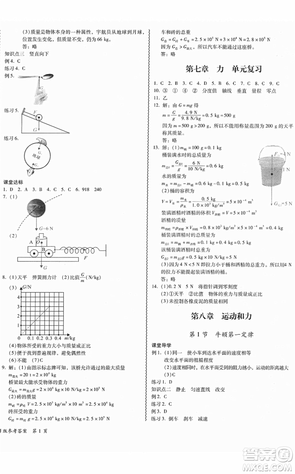 電子科技大學(xué)出版社2022零障礙導(dǎo)教導(dǎo)學(xué)案八年級(jí)物理下冊RJWL人教版答案