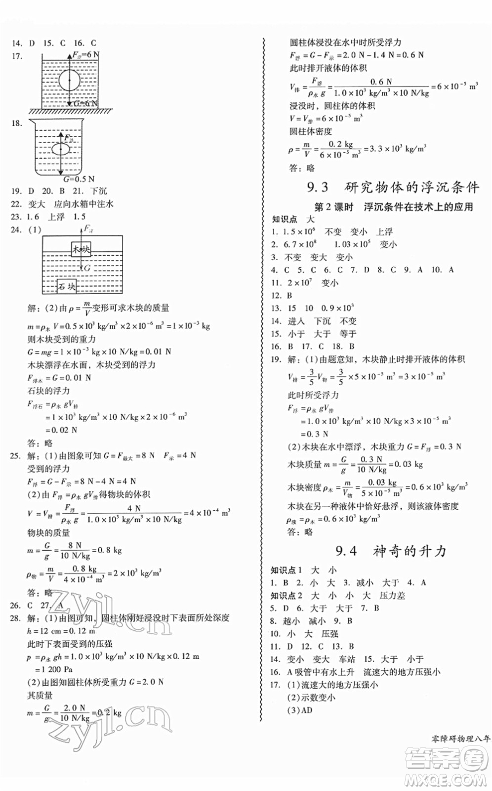 華南理工大學(xué)出版社2022零障礙導(dǎo)教導(dǎo)學(xué)案八年級(jí)物理下冊(cè)HYWL滬粵版答案