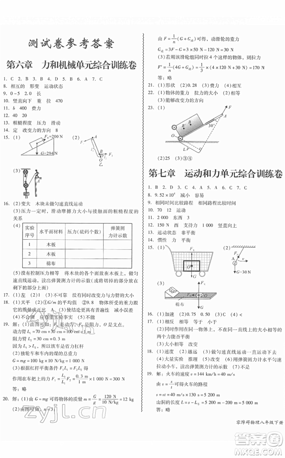 華南理工大學(xué)出版社2022零障礙導(dǎo)教導(dǎo)學(xué)案八年級(jí)物理下冊(cè)HYWL滬粵版答案