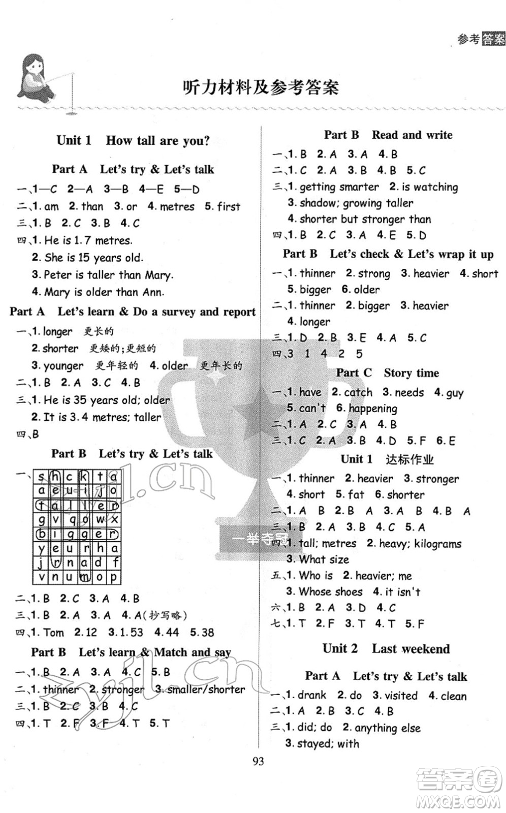 江西美術(shù)出版社2022龍門(mén)之星六年級(jí)英語(yǔ)下冊(cè)RJ人教版答案