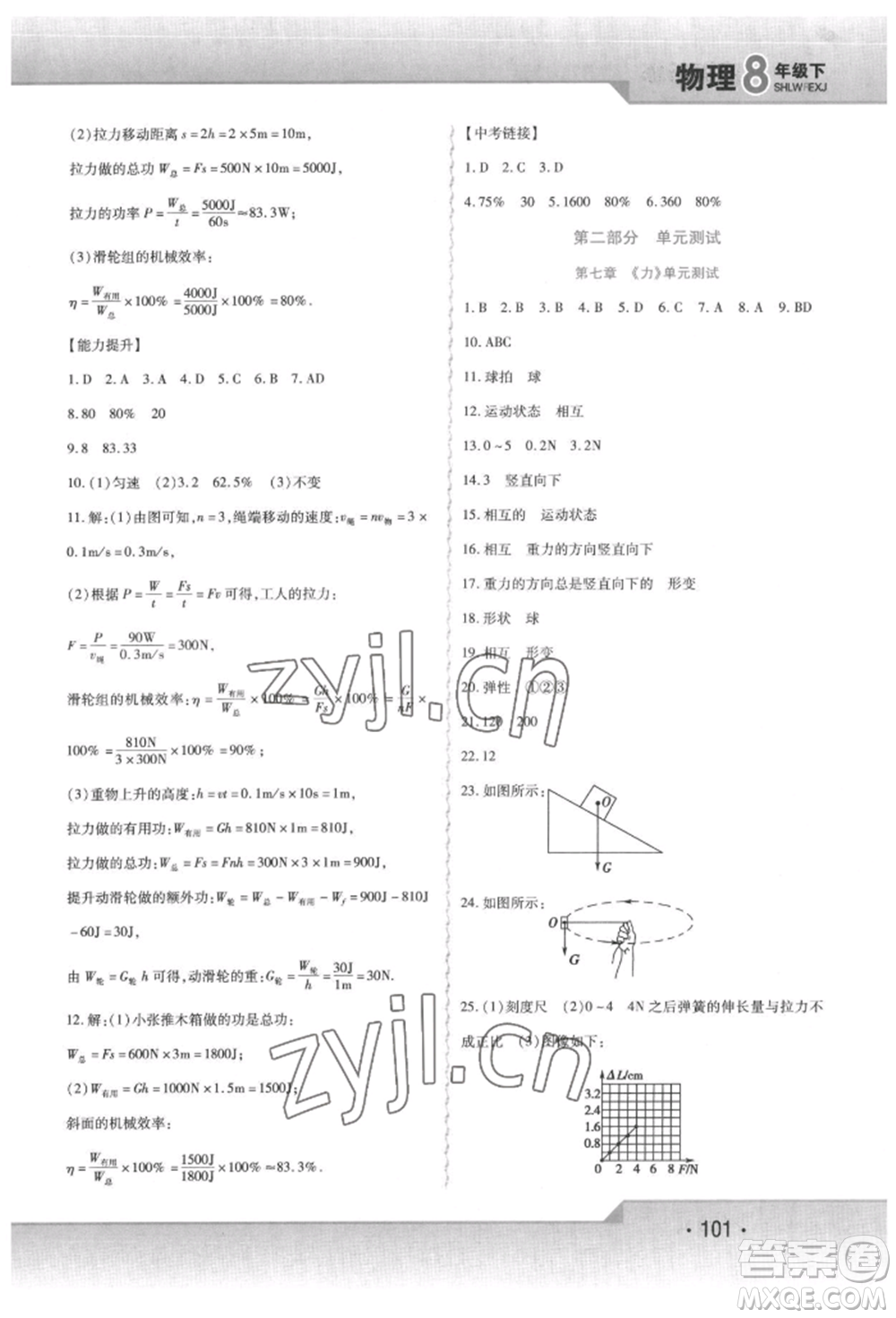 北方婦女兒童出版社2022精析巧練課時達標八年級下冊物理人教版參考答案