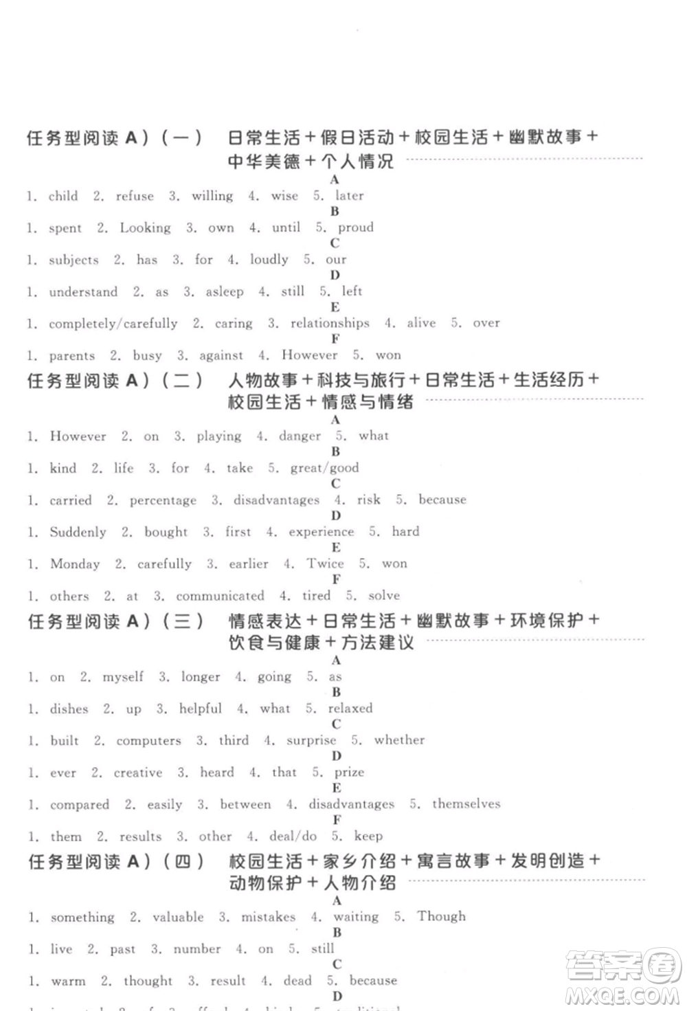 延邊教育出版社2022全品中考復習方案聽課手冊英語通用版徐州專版參考答案