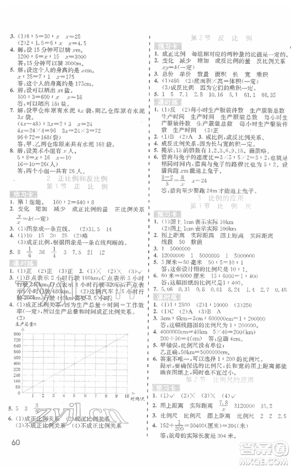 河北教育出版社2022七彩課堂六年級數(shù)學下冊人教版答案