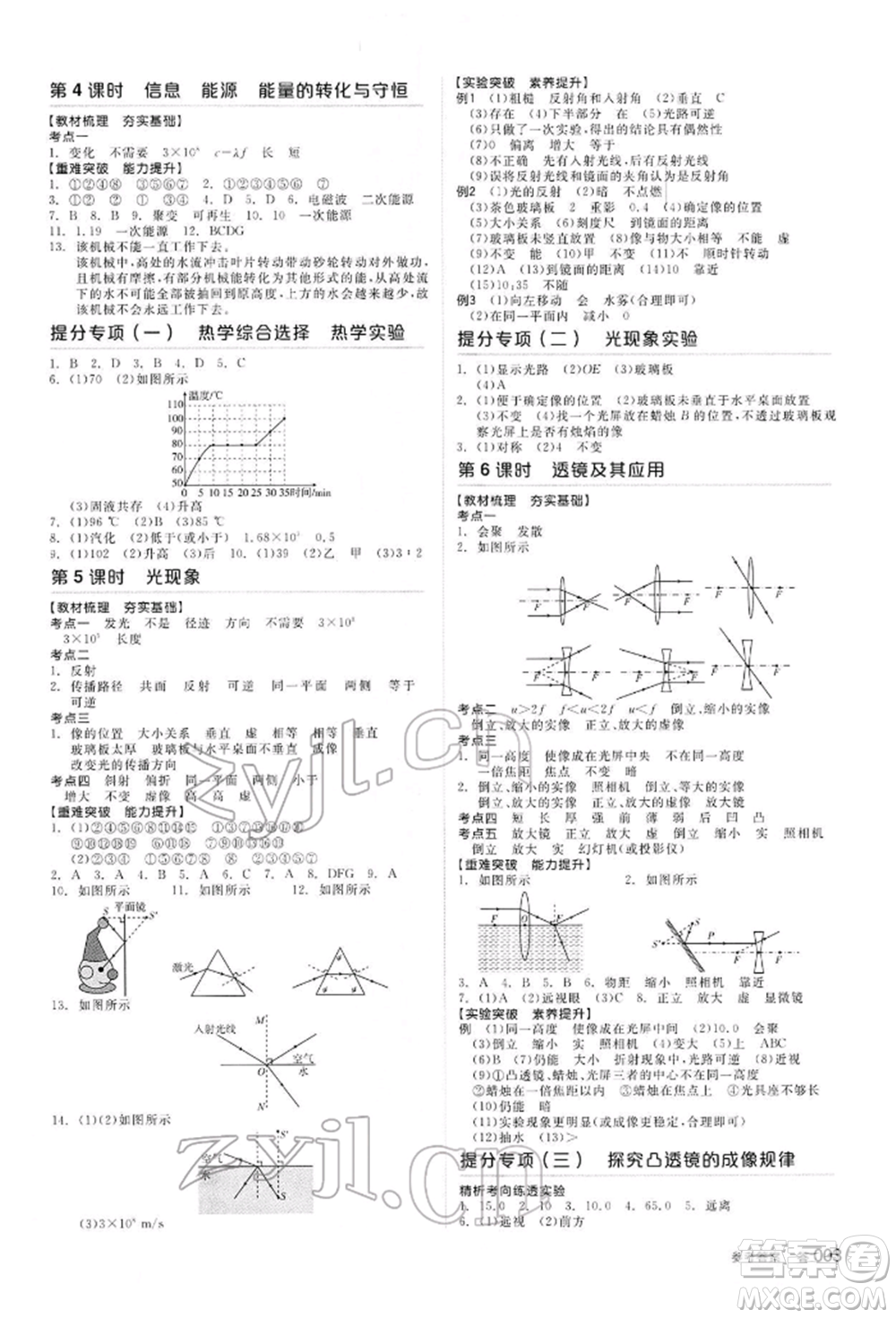 陽(yáng)光出版社2022全品中考復(fù)習(xí)方案聽(tīng)課手冊(cè)物理通用版內(nèi)蒙古專(zhuān)版參考答案