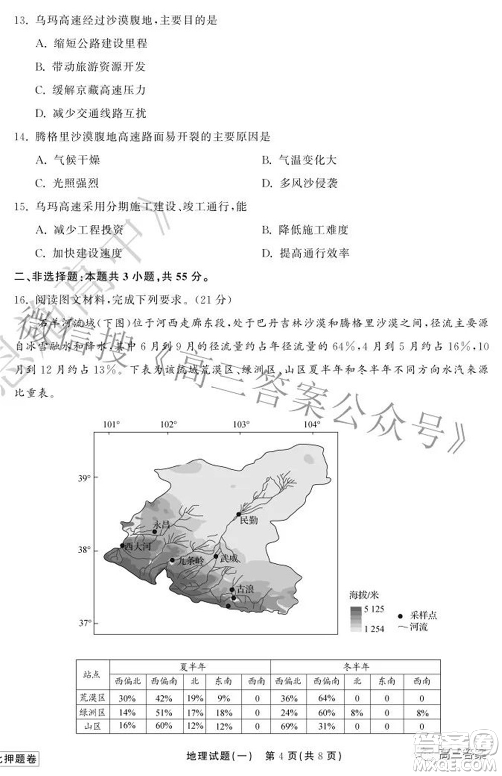 2022衡中同卷押題卷一地理試題及答案