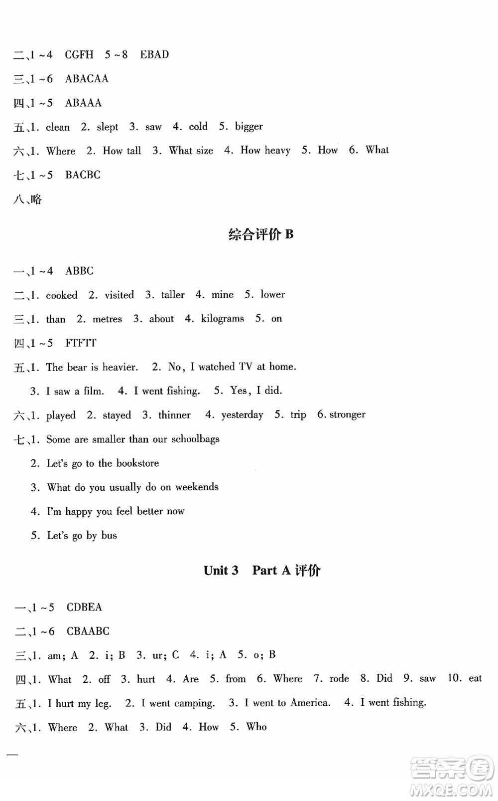 河北少年兒童出版社2022世超金典課時(shí)練測(cè)評(píng)試卷六年級(jí)英語(yǔ)下冊(cè)人教版答案