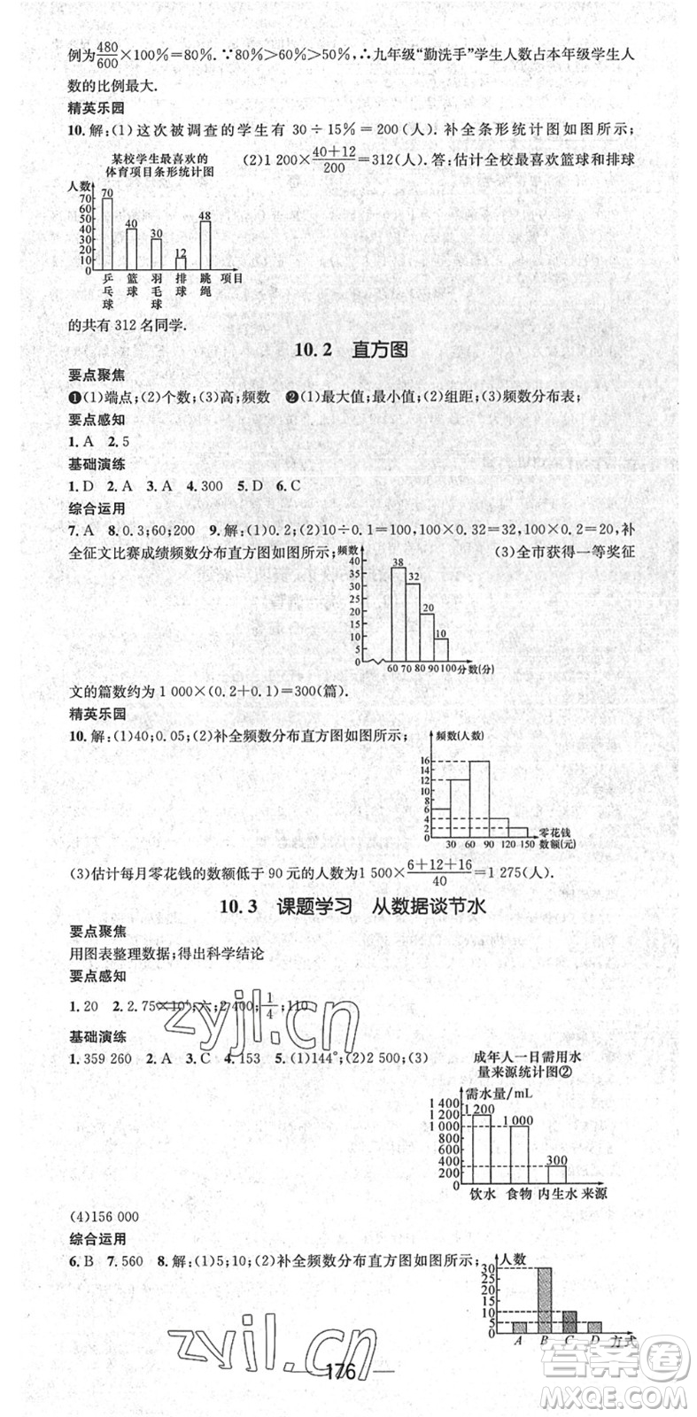 陽光出版社2022精英新課堂七年級數(shù)學(xué)下冊RJ人教版答案