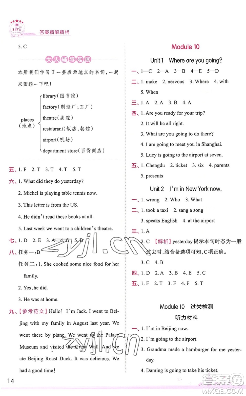 江西人民出版社2022王朝霞創(chuàng)維新課堂同步優(yōu)化訓(xùn)練五年級(jí)英語(yǔ)下冊(cè)WY外研版答案