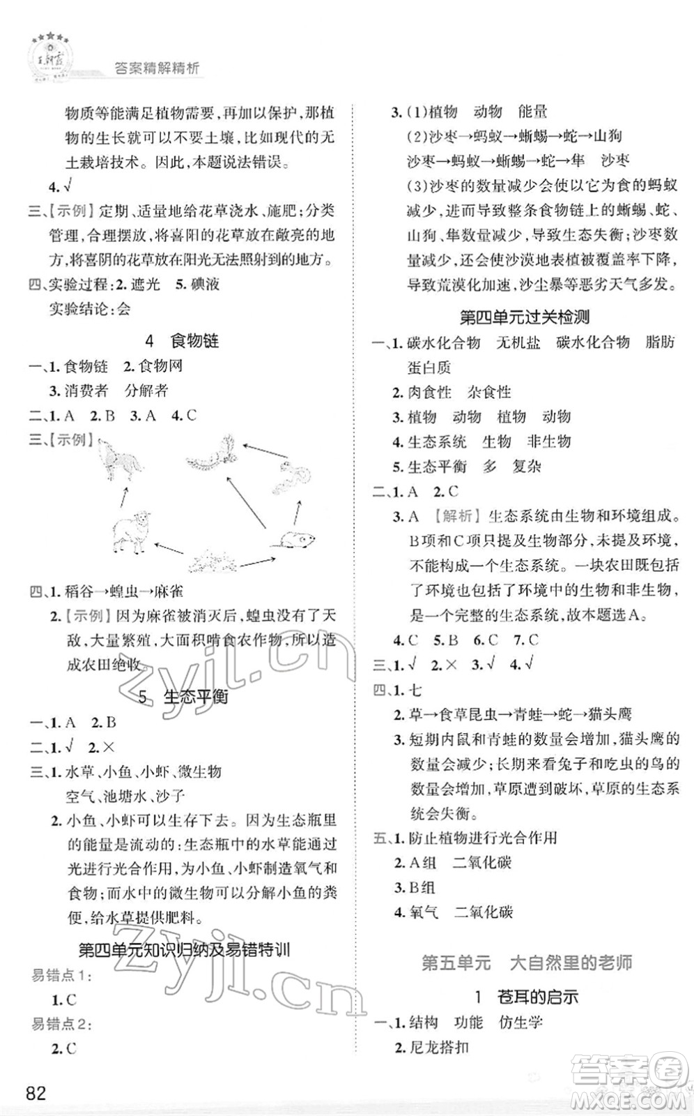 江西人民出版社2022王朝霞創(chuàng)維新課堂同步優(yōu)化訓練五年級科學下冊DX大象版答案