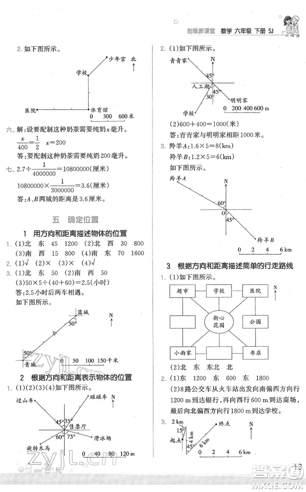 江西人民出版社2022王朝霞創(chuàng)維新課堂同步優(yōu)化訓(xùn)練六年級數(shù)學(xué)下冊SJ蘇教版答案