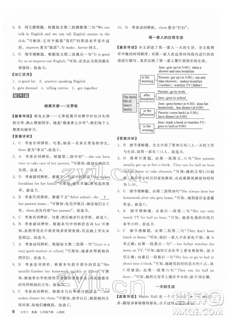 陽(yáng)光出版社2022練就優(yōu)等生七年級(jí)英語(yǔ)下冊(cè)RJ人教版答案