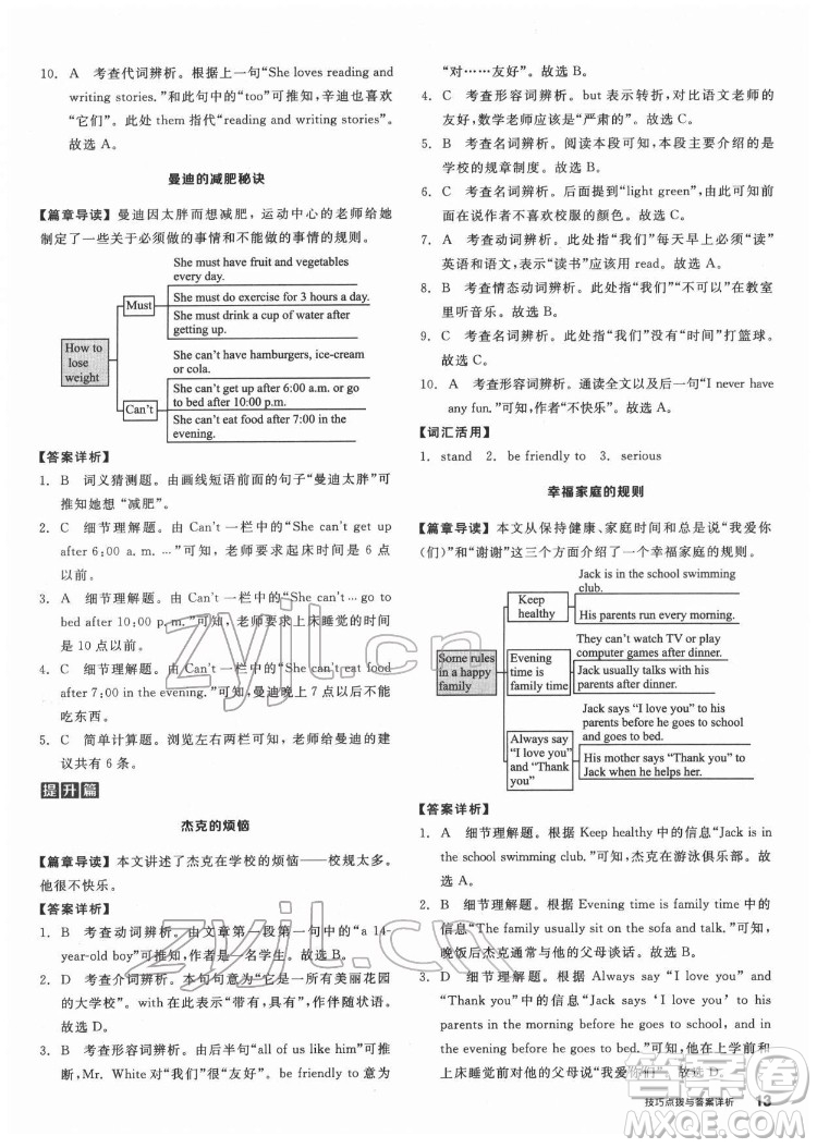 陽(yáng)光出版社2022練就優(yōu)等生七年級(jí)英語(yǔ)下冊(cè)RJ人教版答案