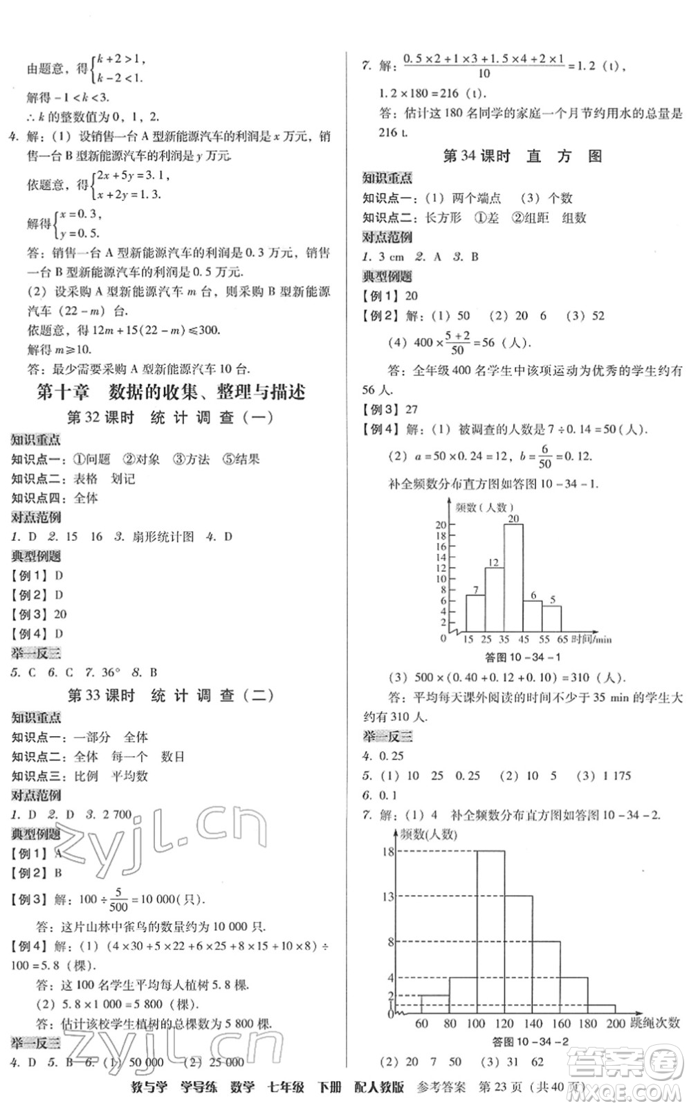 安徽人民出版社2022教與學學導練七年級數(shù)學下冊人教版答案