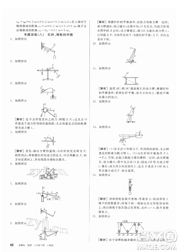 陽(yáng)光出版社2022練就優(yōu)等生物理八年級(jí)下冊(cè)RJ人教版答案