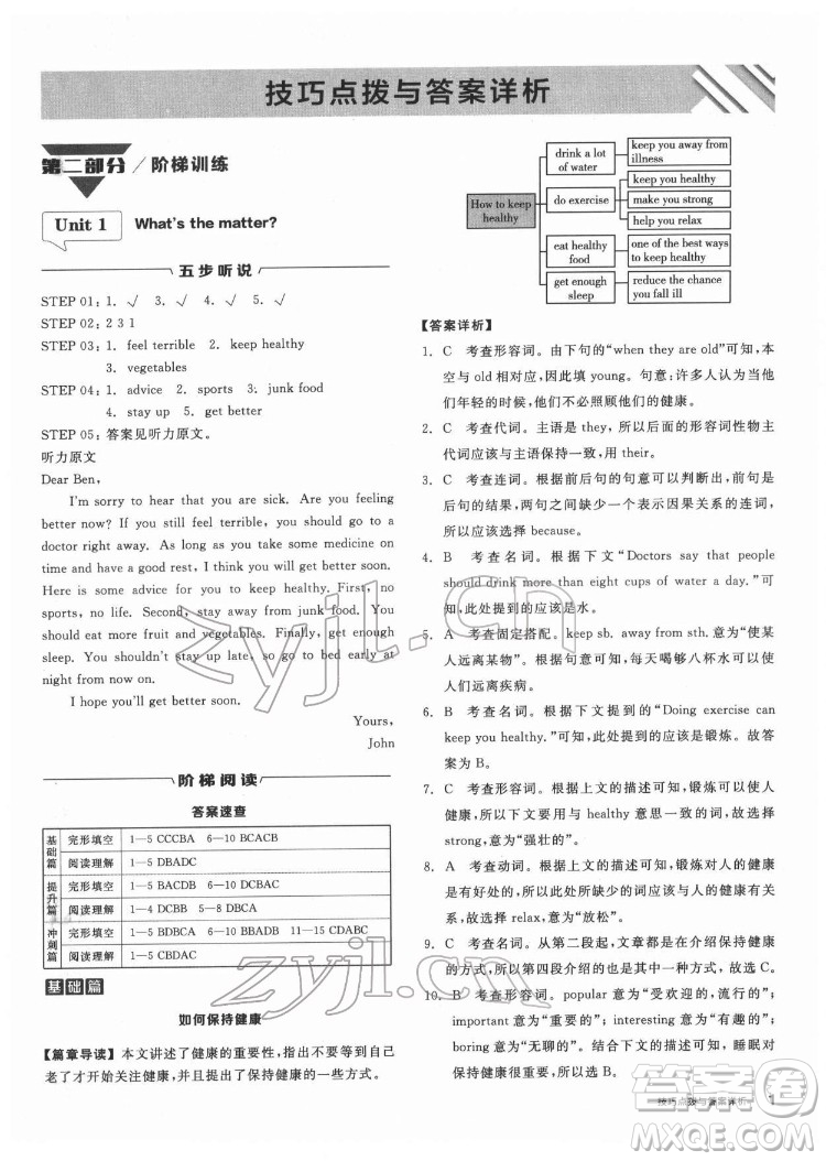 陽(yáng)光出版社2022練就優(yōu)等生八年級(jí)英語(yǔ)下冊(cè)RJ人教版答案