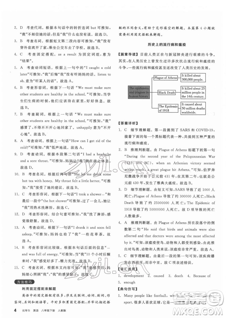 陽(yáng)光出版社2022練就優(yōu)等生八年級(jí)英語(yǔ)下冊(cè)RJ人教版答案