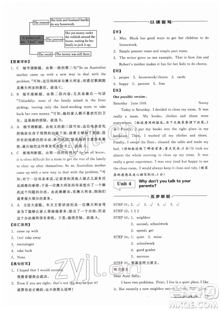 陽(yáng)光出版社2022練就優(yōu)等生八年級(jí)英語(yǔ)下冊(cè)RJ人教版答案