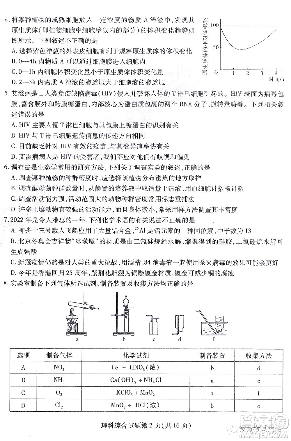 2022東北三省三校高三第四次模擬考試?yán)砜凭C合試題及答案