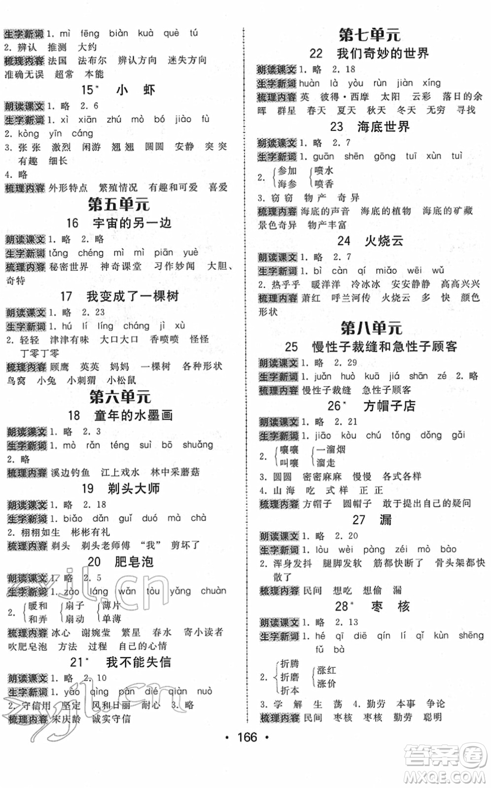 安徽人民出版社2022教與學(xué)課時(shí)學(xué)練測(cè)三年級(jí)語(yǔ)文下冊(cè)人教版答案