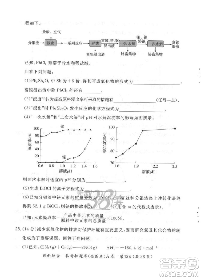 2022天利38套臨考押題卷高三理科綜合全國卷A卷試題及答案