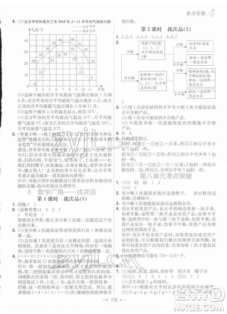 河北教育出版社2022七彩練霸數(shù)學五年級下冊人教版答案