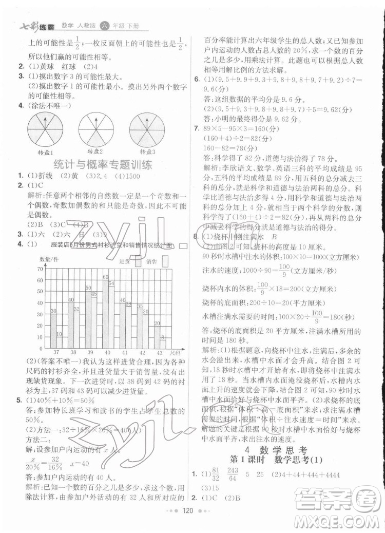 河北教育出版社2022七彩練霸數(shù)學(xué)六年級(jí)下冊(cè)人教版答案