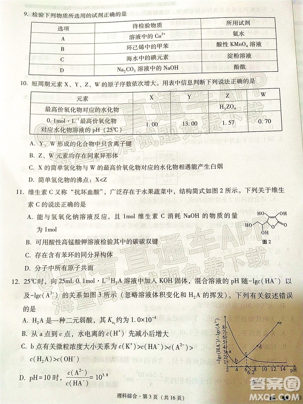 2022屆云師大附中高三適應(yīng)性月考十一理科綜合試題及答案