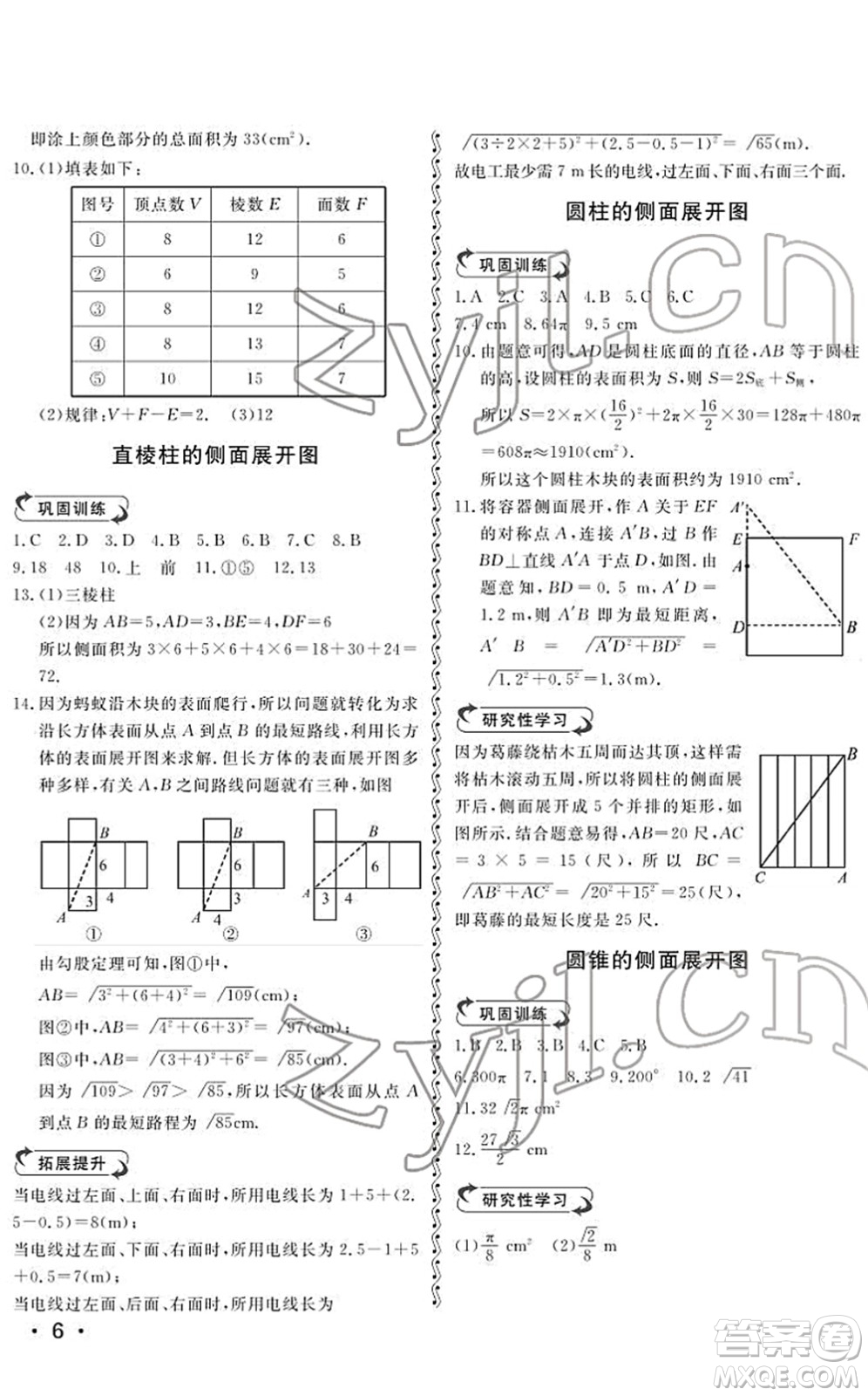 山東人民出版社2022初中卷行知天下九年級(jí)數(shù)學(xué)下冊(cè)青島版答案