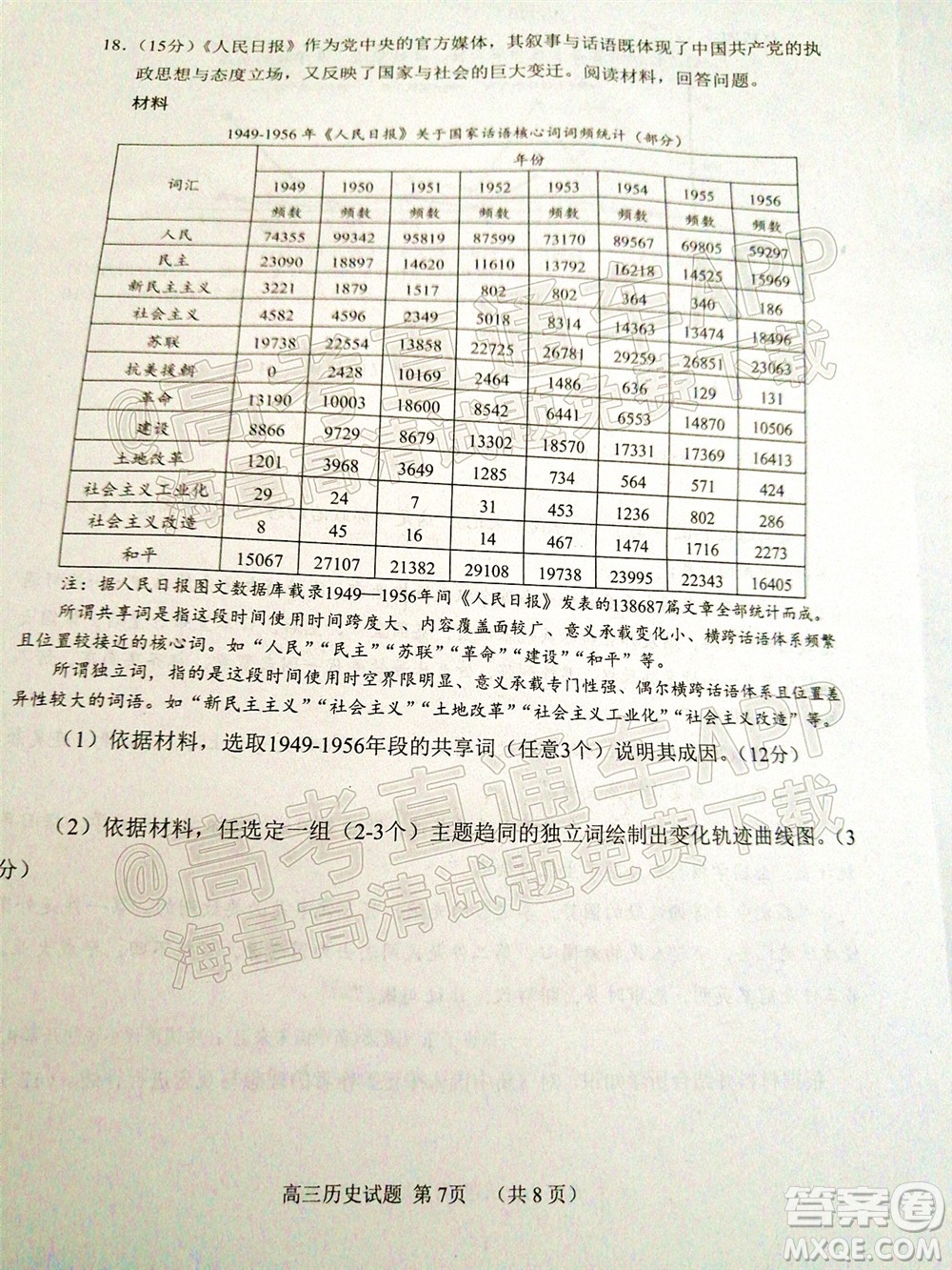 2022日照三模高三歷史試題及答案