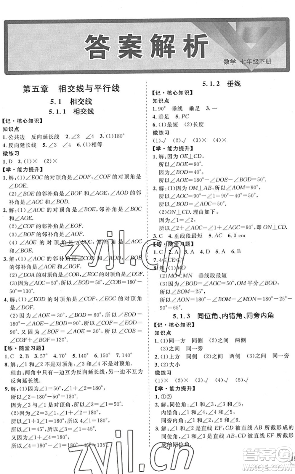 海南出版社2022知行課堂新課程同步練習冊七年級數(shù)學下冊人教版答案