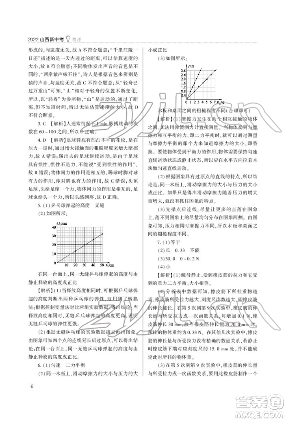 山西教育出版社2022山西新中考復(fù)習(xí)指導(dǎo)與優(yōu)化訓(xùn)練物理通用版參考答案