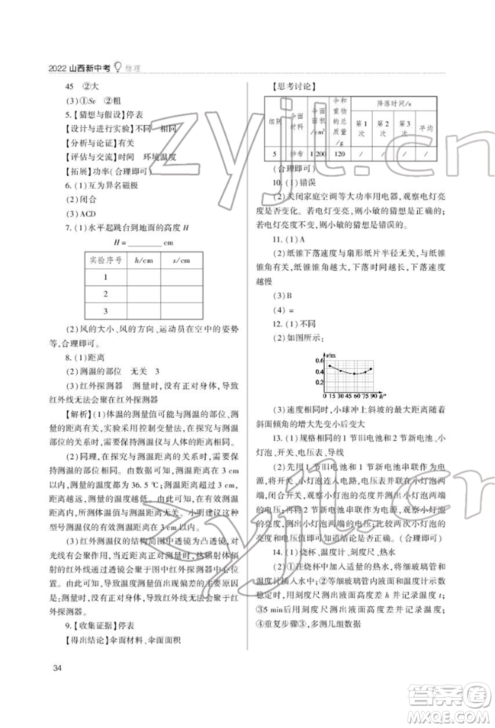 山西教育出版社2022山西新中考復(fù)習(xí)指導(dǎo)與優(yōu)化訓(xùn)練物理通用版參考答案