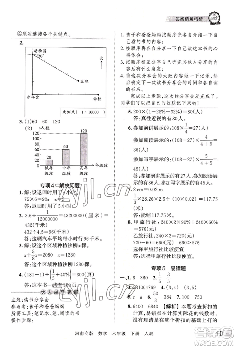 江西人民出版社2022王朝霞各地期末試卷精選六年級下冊數(shù)學(xué)人教版河南專版參考答案