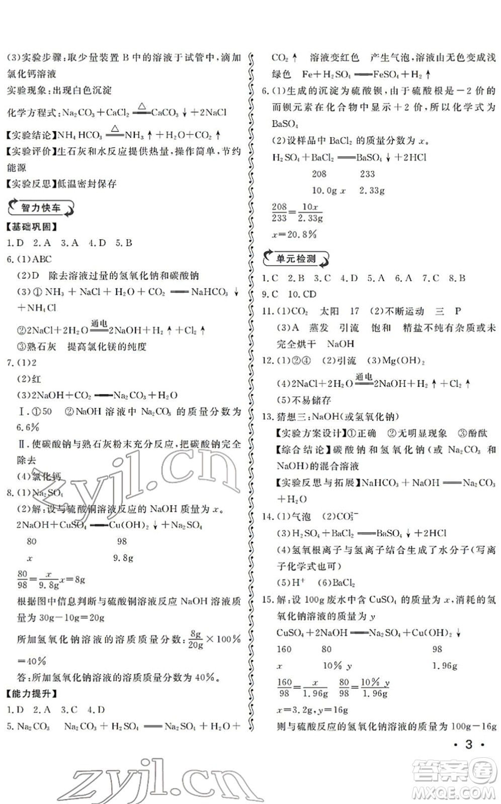 山東人民出版社2022初中卷行知天下九年級(jí)化學(xué)下冊(cè)人教版答案