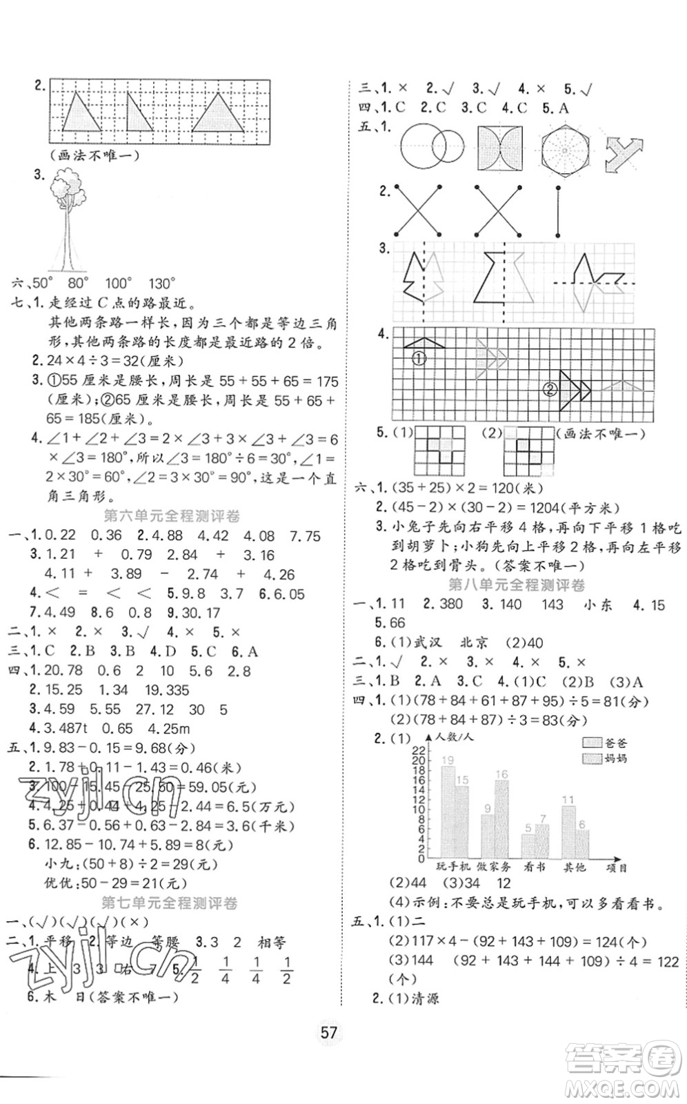 天津人民出版社2022核心課堂四年級(jí)數(shù)學(xué)下冊(cè)RJ人教版答案