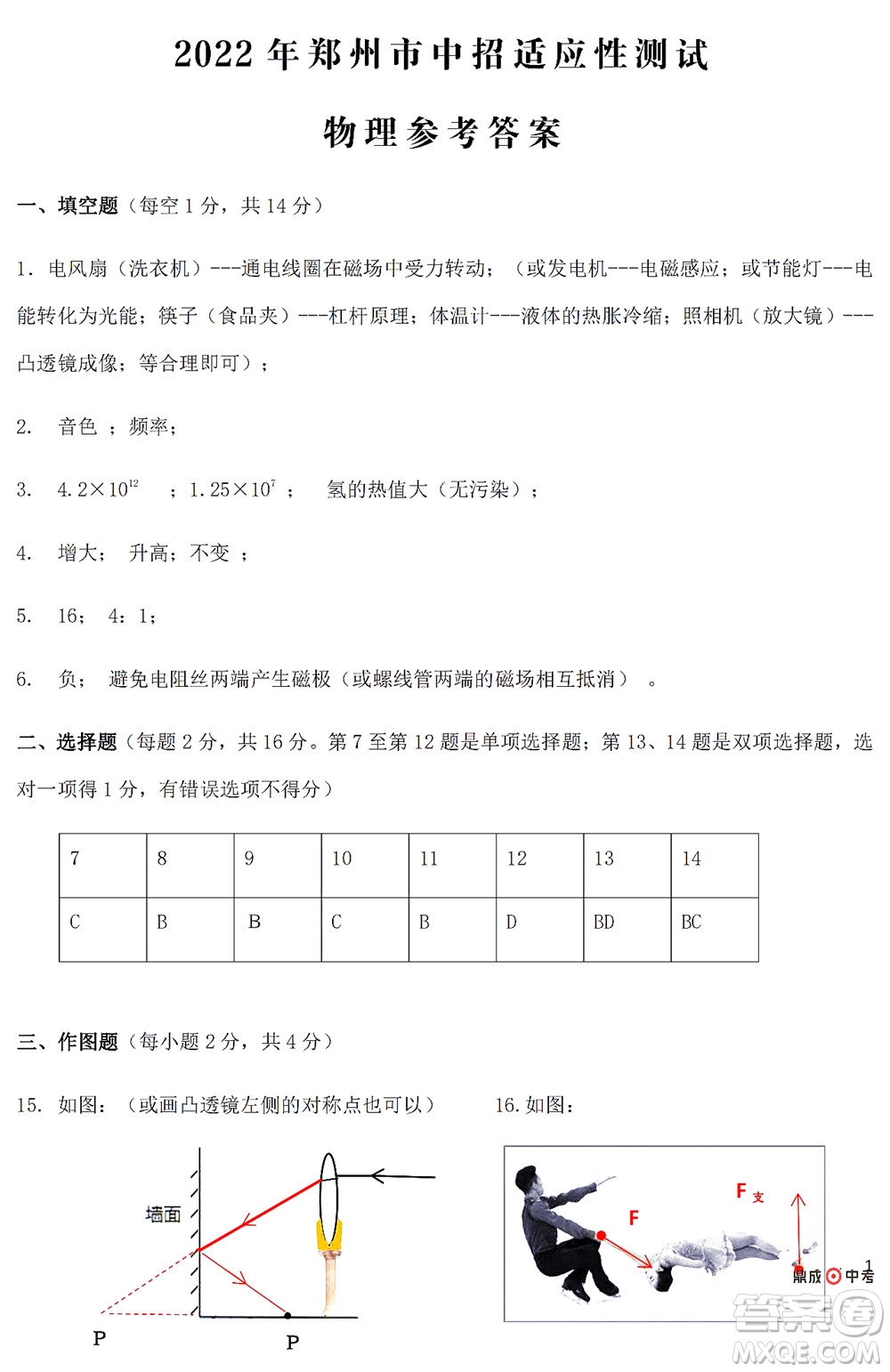 2022年鄭州市中招適應(yīng)性測(cè)試物理試卷及答案